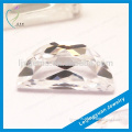 Cheap synthetic fire cz stones machine cut half moon shape white crystal cubic zirconia price